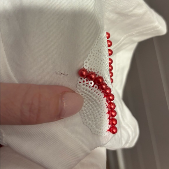 Queen Of Sparkles Scattered Baseball Tee Shirt Top Sequin Ball Sports White - Picture 7 of 11